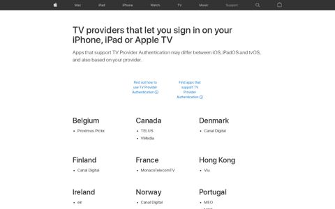 TV providers that let you sign in on your iPhone, iPad or Apple ...