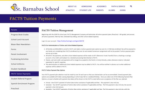 FACTS Tuition Payments - St. Barnabas Catholic School