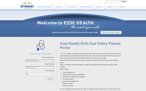Esse Health Rolls Out Online Patient Portal - Esse Health