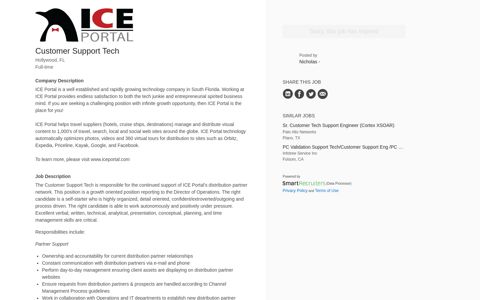 ICE Portal Customer Support Tech | SmartRecruiters
