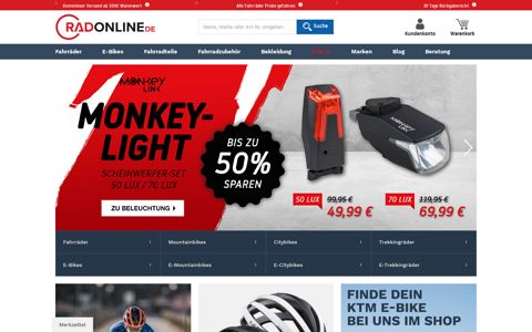 Online Shop von RADONLINE große E-Bike & Fahrrad Auswahl