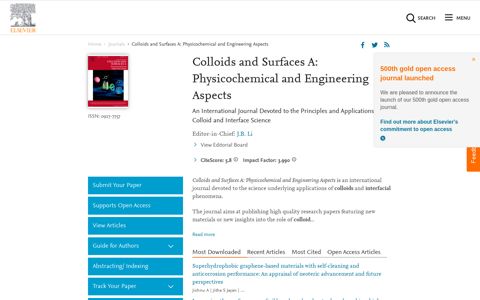 Colloids and Surfaces A: Physicochemical and Engineering ...