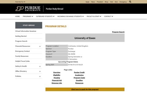 University of Essex - Study Abroad - Purdue University