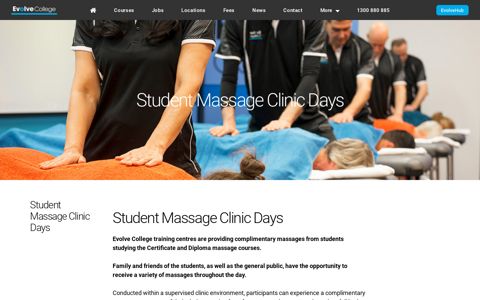 Student Massage Clinic Days - Evolve College