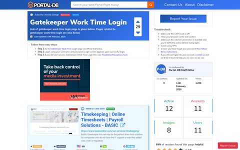 Gatekeeper Work Time Login - Portal-DB.live