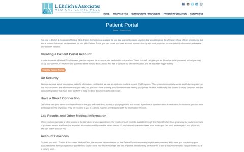Patient Portal | L. Ehrlich & Associates Medical Clinic