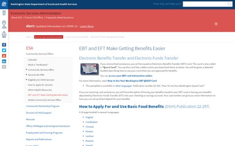 EBT and EFT Make Getting Benefits Easier - Washington State ...