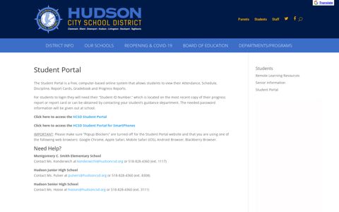 Student Portal | Hudson City School District