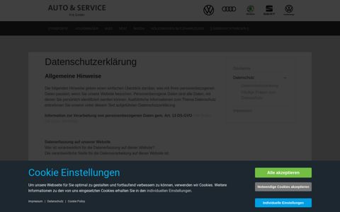 Datenschutzerklärung | Auto und Service PIA GmbH