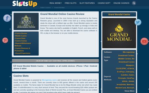 Grand Mondial Casino Review | grandmondial.eu - SlotsUp