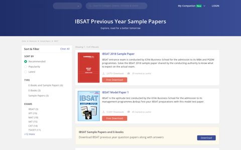 IBSAT 2015 Sample Papers with Solutions