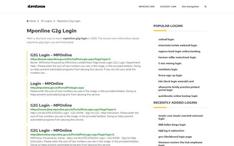 Mponline G2g Login ❤️ One Click Access - iLoveLogin
