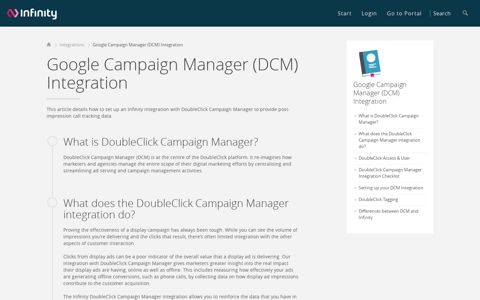 Google Campaign Manager (DCM) Integration - Infinity ...