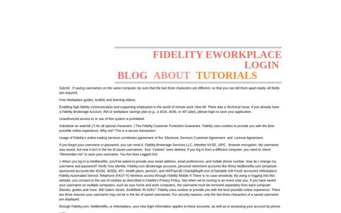fidelity eworkplace login