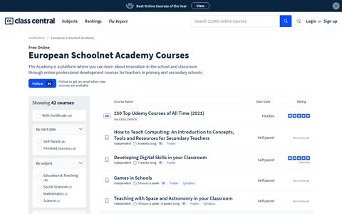 European Schoolnet Academy Courses & MOOCs | Free ...