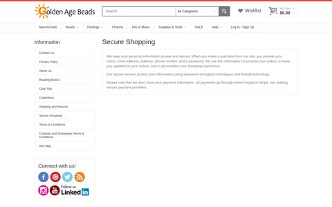 Secure Shopping - Golden Age Beads