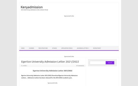Egerton University Admission Letter 2021/2022 - Kenyadmission