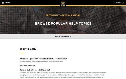 Frequently Asked Questions | The United States Army - Army.mil