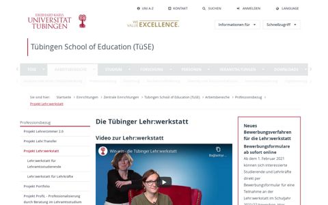 Projekt Lehr:werkstatt | Universität Tübingen