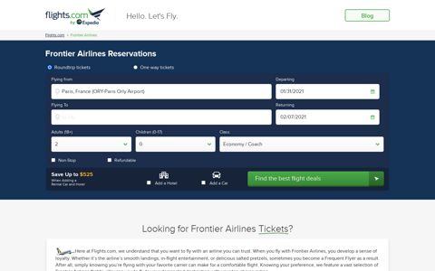 Book Frontier Airlines Reservations on Flights.com