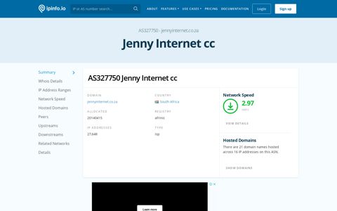 AS327750 Jenny Internet cc - IPinfo.io