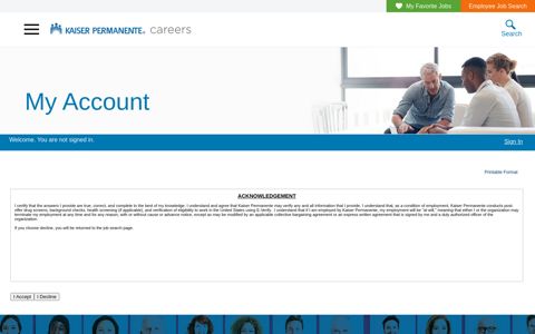 Kaiser Permanente Careers - Sign On