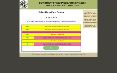 Online Marks Entry System BTC - 2014