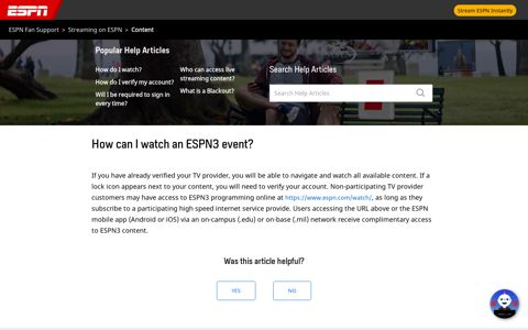 How can I watch an ESPN3 event? – ESPN Fan Support