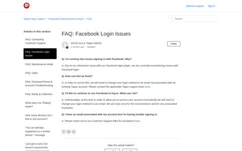 FAQ: Facebook Login Issues – Topps® Apps Support