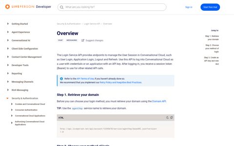 Login Service API - Overview | LivePerson Developers