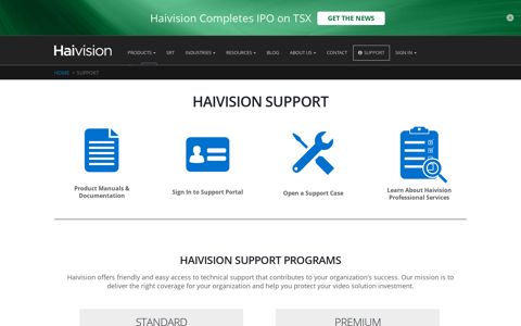 Haivision Support Portal Sign In and Support Programs ...