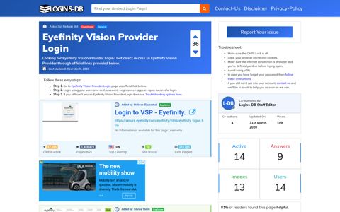 Eyefinity Vision Provider Login - Logins-DB