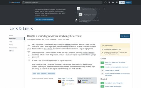 Disable a user's login without disabling the account - Unix ...