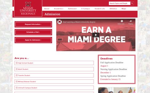 Admission | Miami Regionals - Miami University