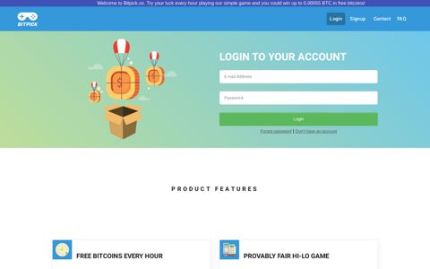Bitpick.co - Earn Free Bitcoin, Faucet, Multiply bitcoins game