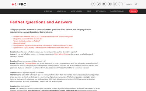 FedNet Questions and Answers - IFRC