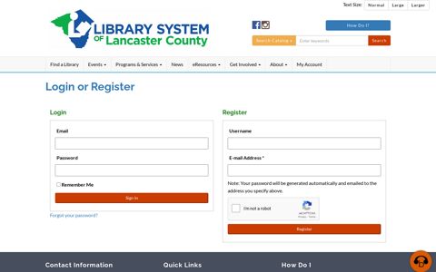 Login or Register - Library System of Lancaster County