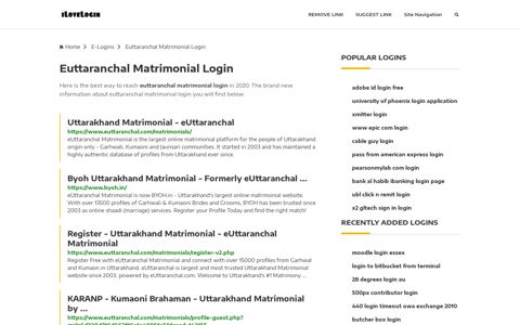 Euttaranchal Matrimonial Login ❤️ One Click Access