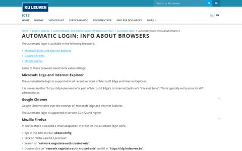 Automatic login: info about browsers – ICTS - KU Leuven