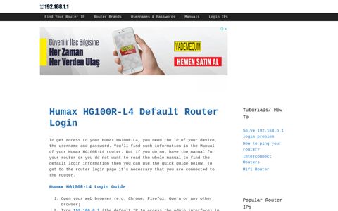 Humax HG100R-L4 - Default login IP, default username ...