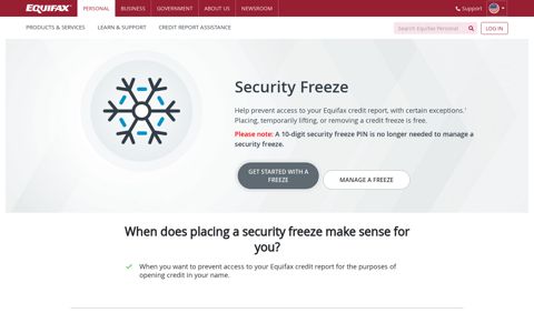 Security Freeze | Freeze or Unfreeze Your Credit | Equifax®