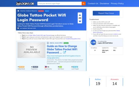 Globe Tattoo Pocket Wifi Login Password - Logins-DB
