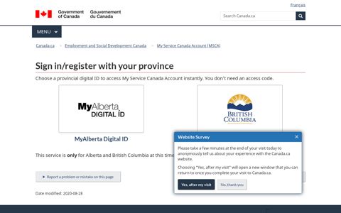 Sign in/register with your province - Canada.ca