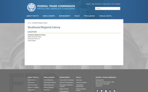 Southwest Regional Library | Federal Trade Commission