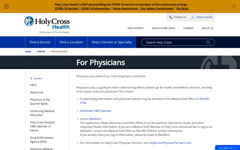 Careers - For Physician Careers | Holy Cross Health