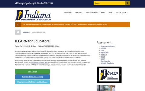 ILEARN for Educators | IDOE - Indiana Department of Education