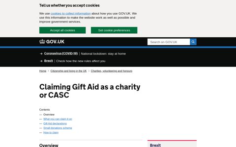 Claiming Gift Aid as a charity or CASC - GOV.UK