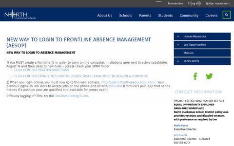 new way to login to frontline absence management (aesop)