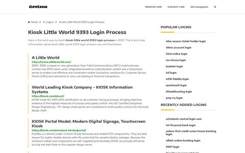 Kiosk Little World 9393 Login Process ❤️ One Click Access