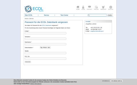Passwort für die ECDL Datenbank vergessen | ECDL Website